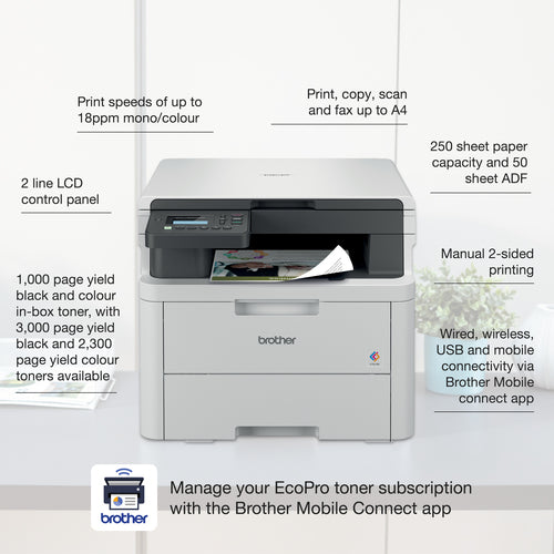 Brother MFC-L3520CDWE EcoPro Ready 3-in-1 colour laser printer Brother MFC-L3520CDWE EcoPro Ready 3-in-1 colour laser printer